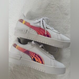 Puma Jada Holo Sneakers Kids Size 2C White Iridescent Stripe